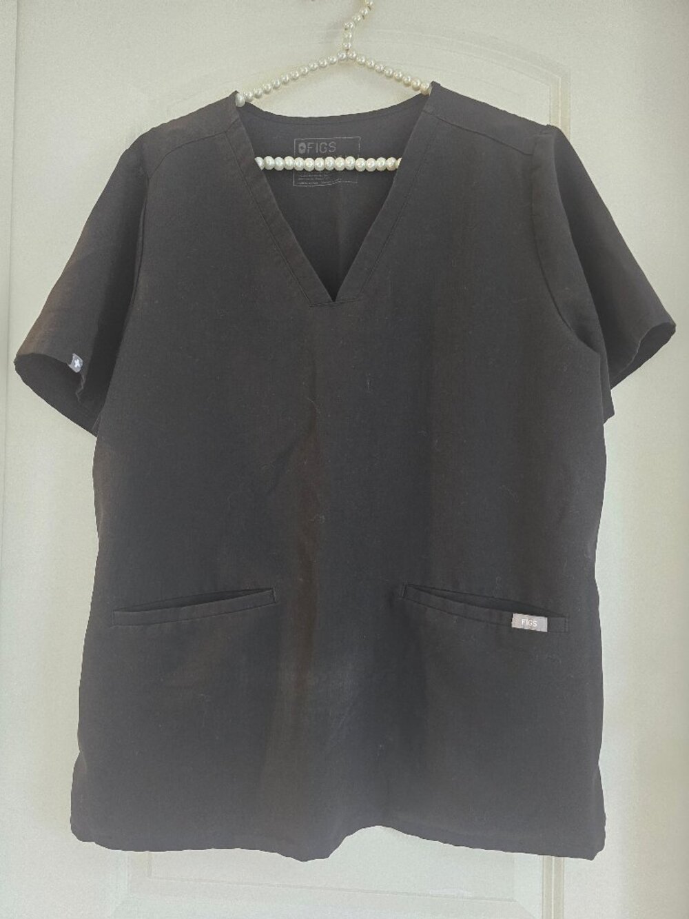 Figs XL Womens Black Casma 2 pocket Scrub Top